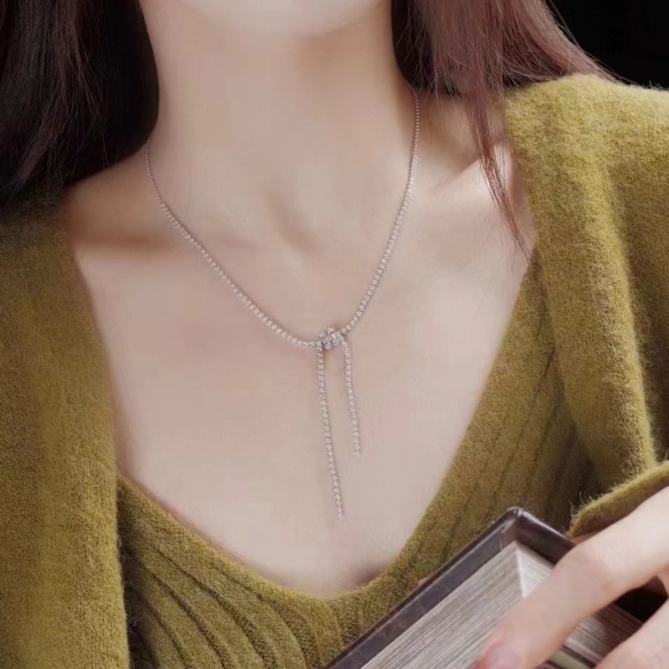 14k Gold 1.1 Ct Natural H Diamond Necklace - 2