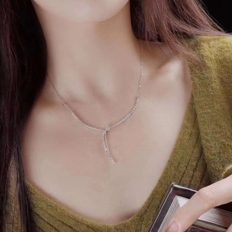 14k Gold 1.1 Ct Natural H Diamond Necklace - 4