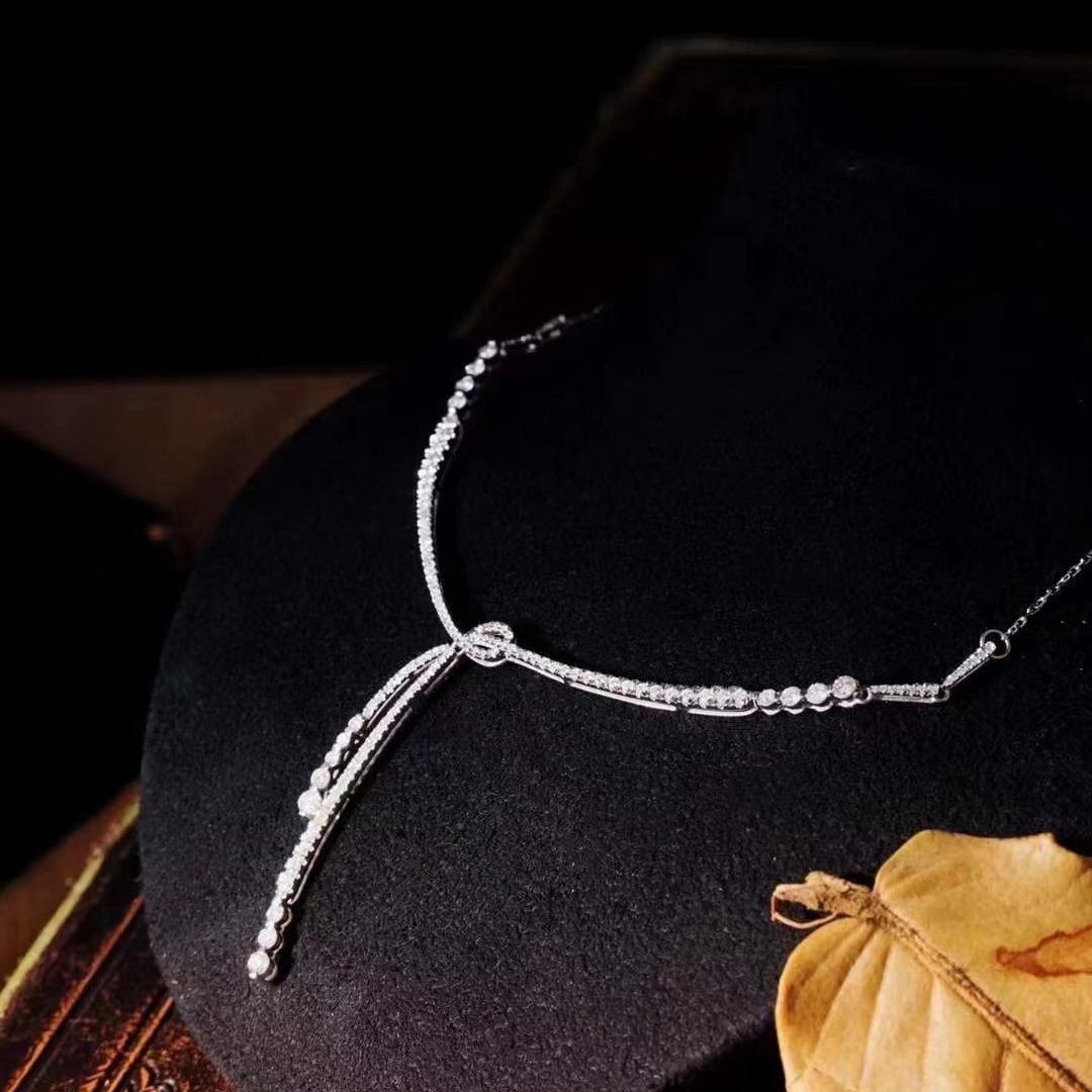 14k Gold 1.1 Ct Natural H Diamond Necklace - 5