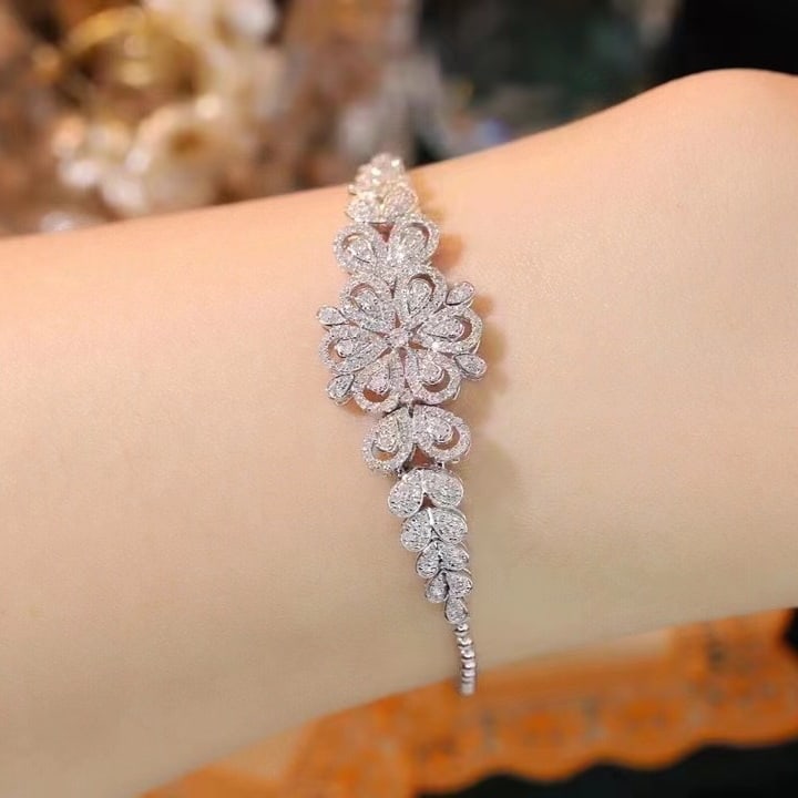 14k Gold 1 Ct Natural H Diamond Bracelet - 7