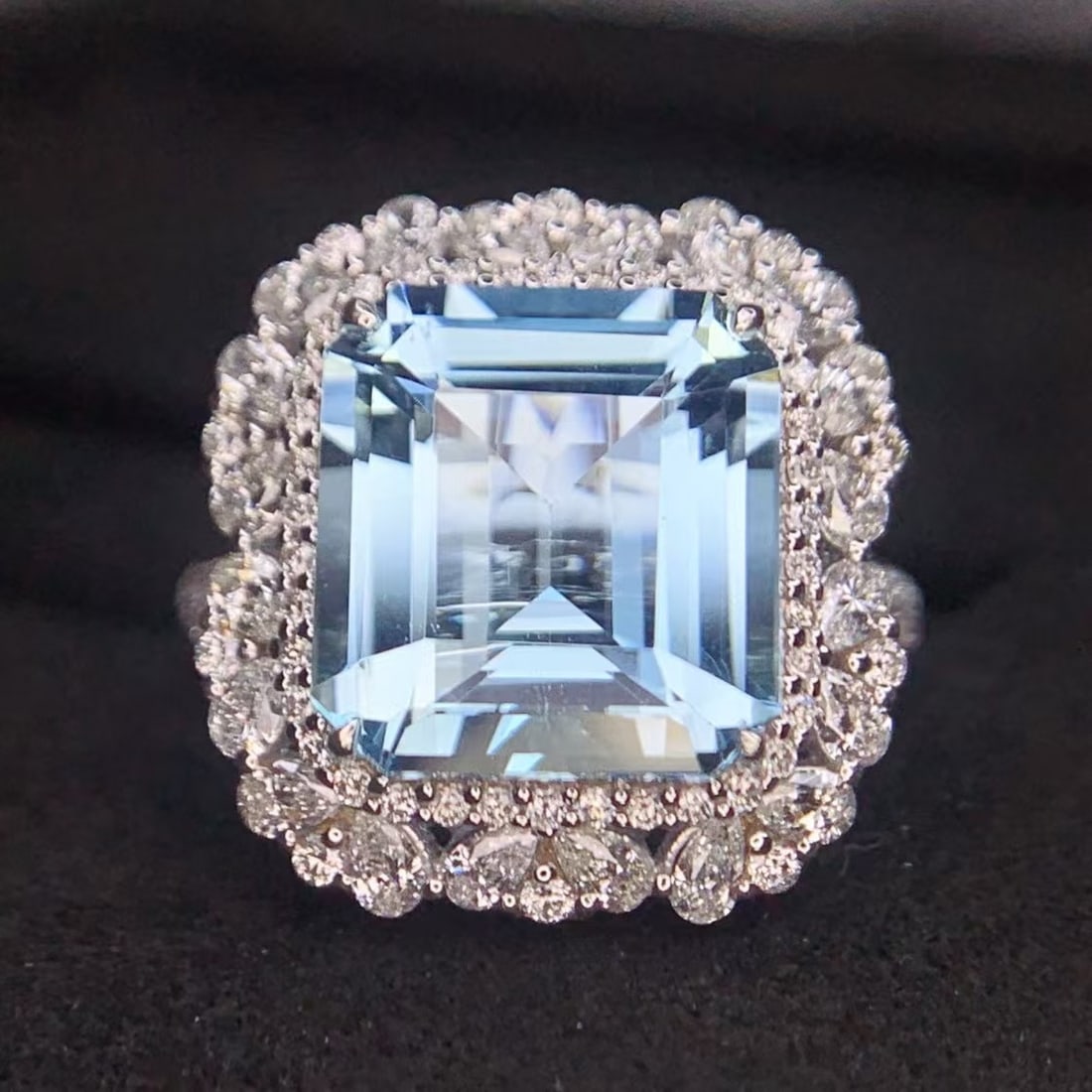 14k Gold 5.32 Ct Natural Aquamarine & Diamond Ring/pendant( Without Chain ) (1 of 10)