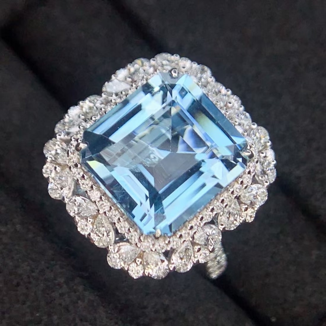 14k Gold 5.32 Ct Natural Aquamarine & Diamond Ring/pendant( Without Chain ) - 3