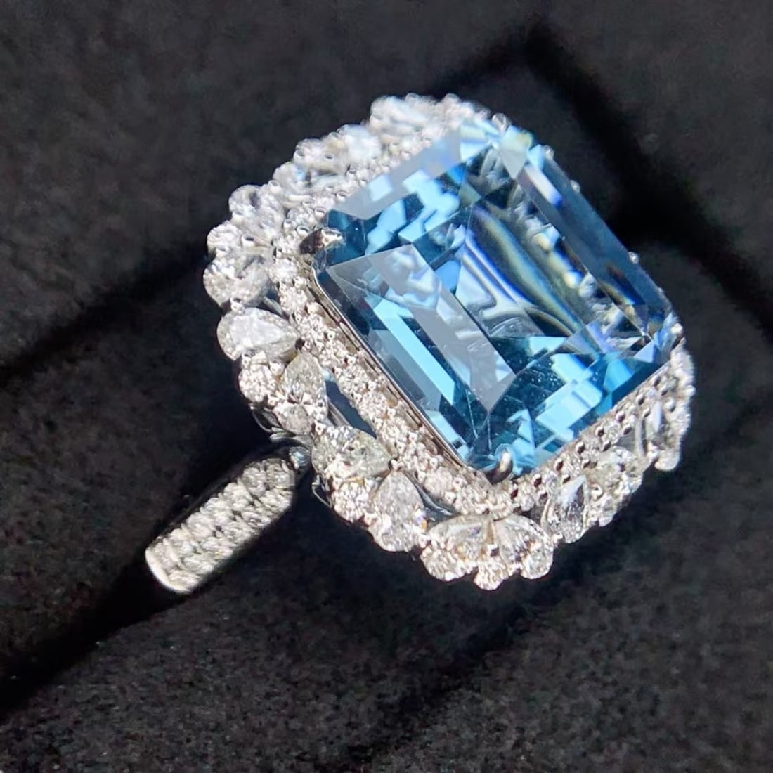 14k Gold 5.32 Ct Natural Aquamarine & Diamond Ring/pendant( Without Chain ) - 4