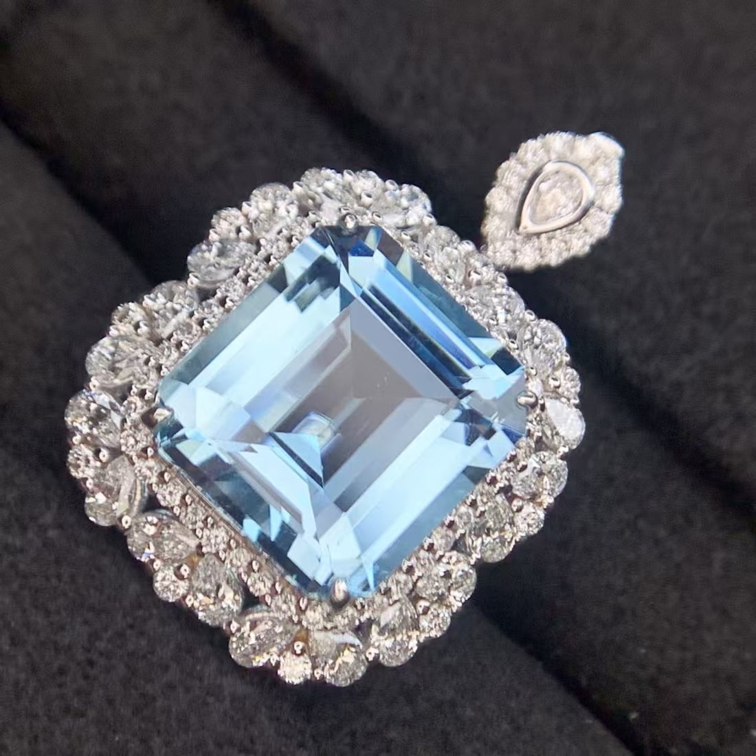 14k Gold 5.32 Ct Natural Aquamarine & Diamond Ring/pendant( Without Chain ) - 5