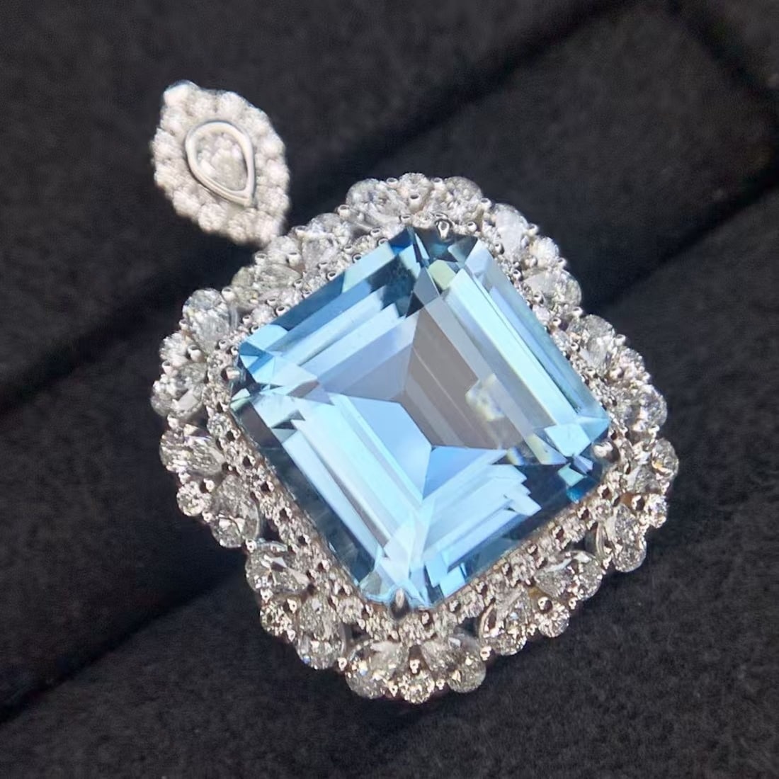 14k Gold 5.32 Ct Natural Aquamarine & Diamond Ring/pendant( Without Chain ) - 6