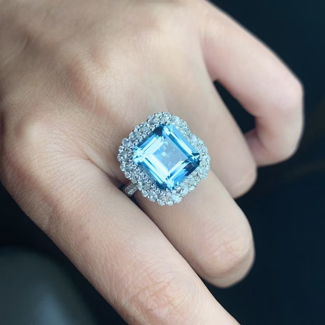 14k Gold 5.32 Ct Natural Aquamarine & Diamond Ring/pendant( Without Chain ) - 9