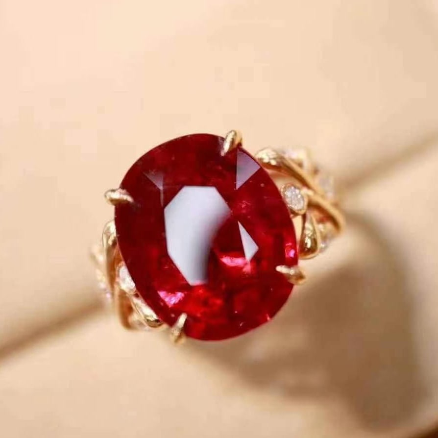 14k Gold 7.81 Ctw Natural Tourmaline & Diamond Ring (1 of 10)