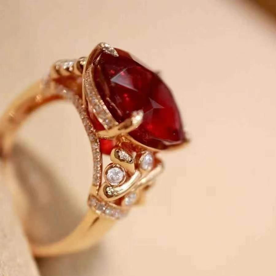 14k Gold 7.81 Ctw Natural Tourmaline & Diamond Ring - 3