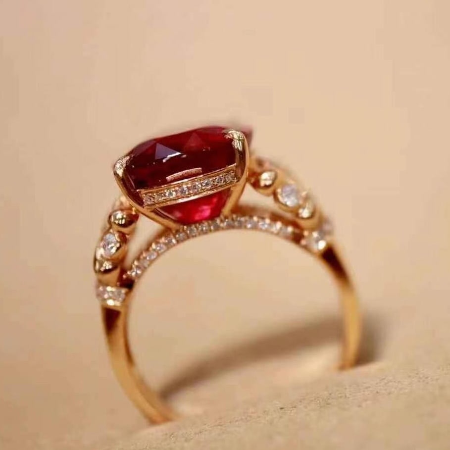 14k Gold 7.81 Ctw Natural Tourmaline & Diamond Ring - 4