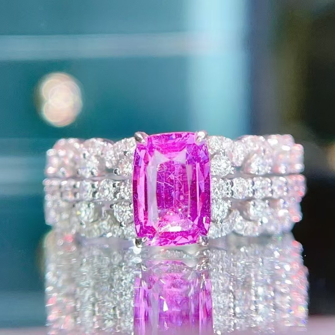 14k Gold 1.78 Ct Natural Sapphire & Diamond Ring - 4