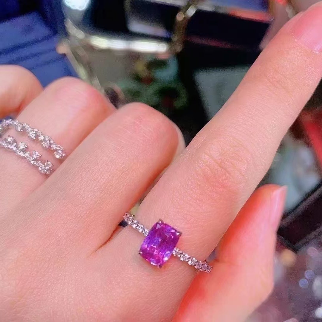 14k Gold 1.78 Ct Natural Sapphire & Diamond Ring - 7