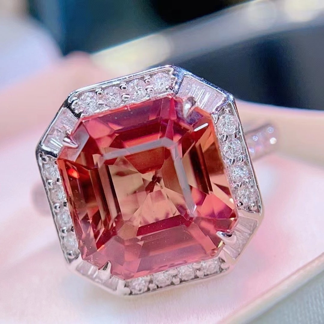 14k Gold 8.56 Ct Natural Tourmaline & Diamond Ring (1 of 7)