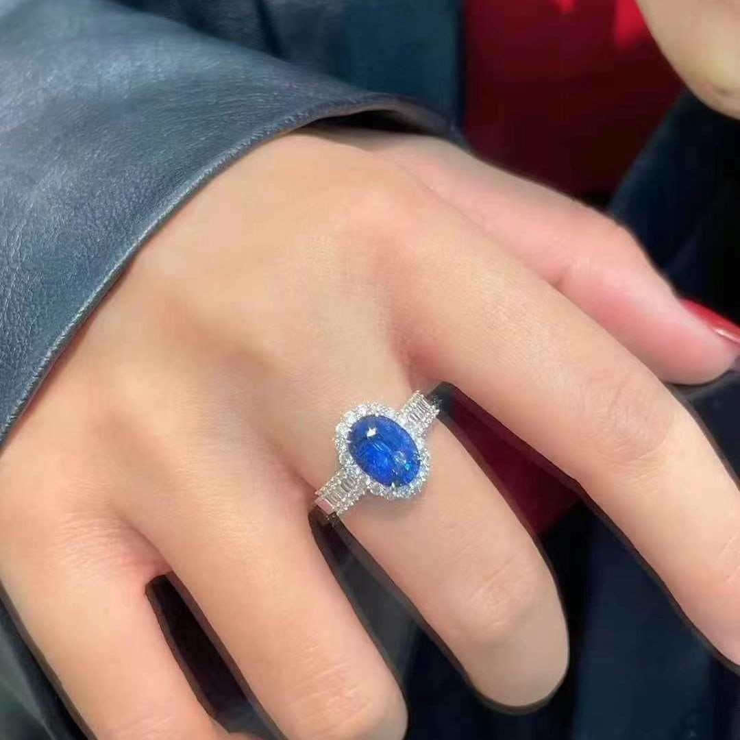 14k Gold 3.41 Ctw Natural Sapphire & Diamond Ring - 3