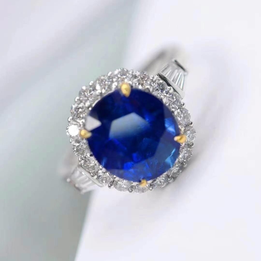 14k Gold 4.02 Ctw Natural Sapphire & Diamond Ring - 5