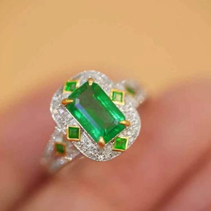 14k Gold 2.05 Ct Natural Emerald & Diamond Ring (1 of 7)