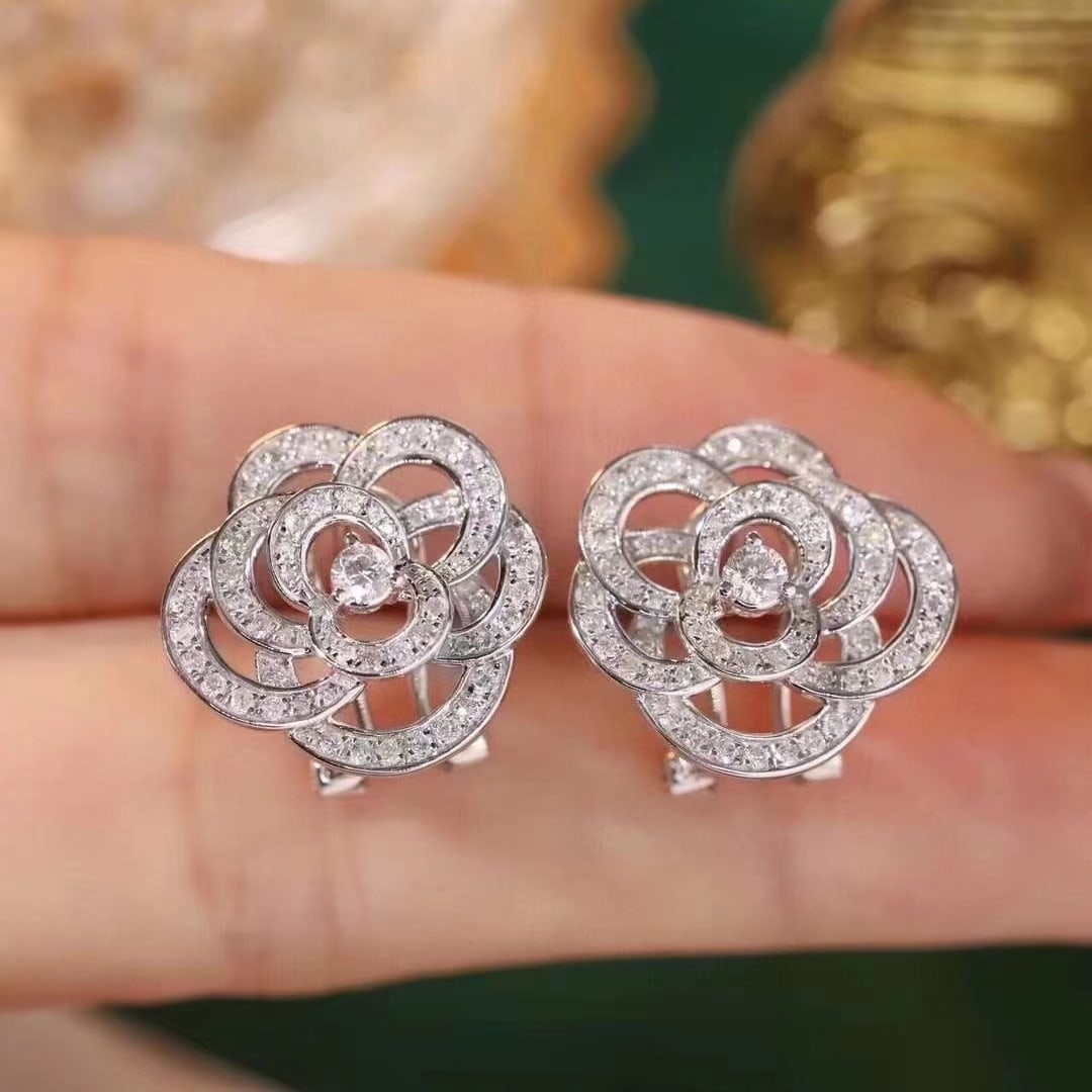 14k Gold 0.9 Ct Natural H Diamond Earrings - 4