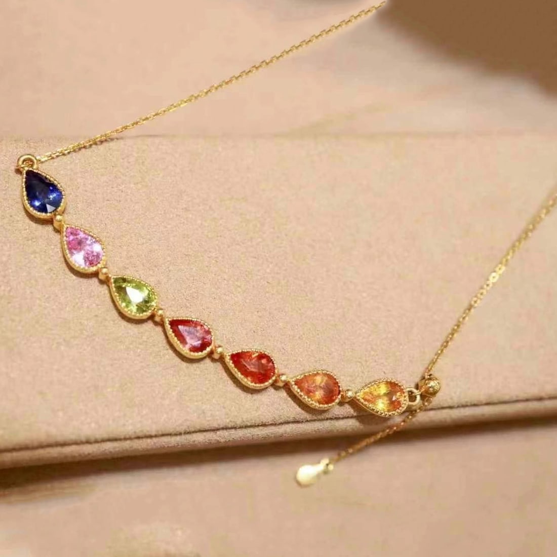 14k Gold 4.81 Ctw Natural Sapphire & Diamond Necklace - 7