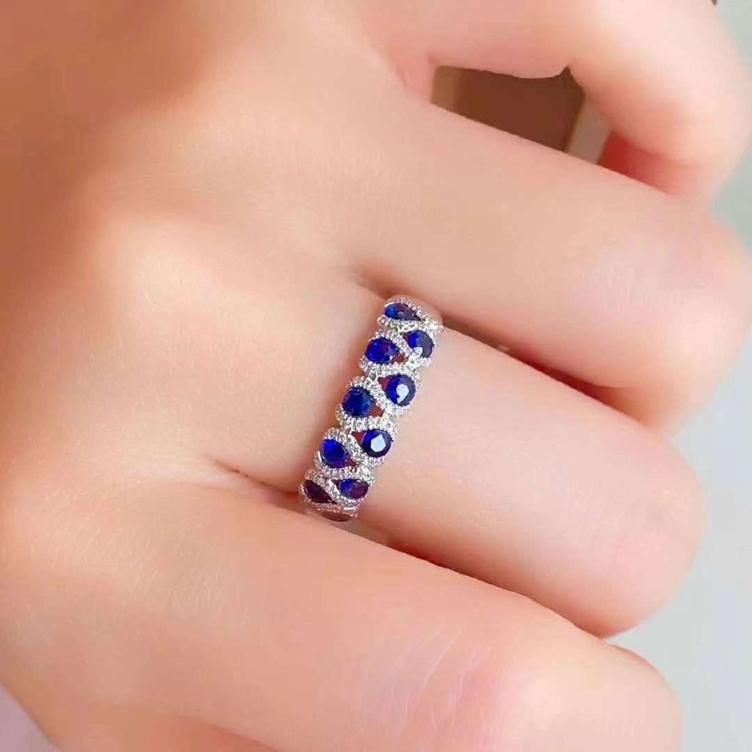 14k Gold 0.72 Ct Natural Sapphire & Diamond Ring - 2