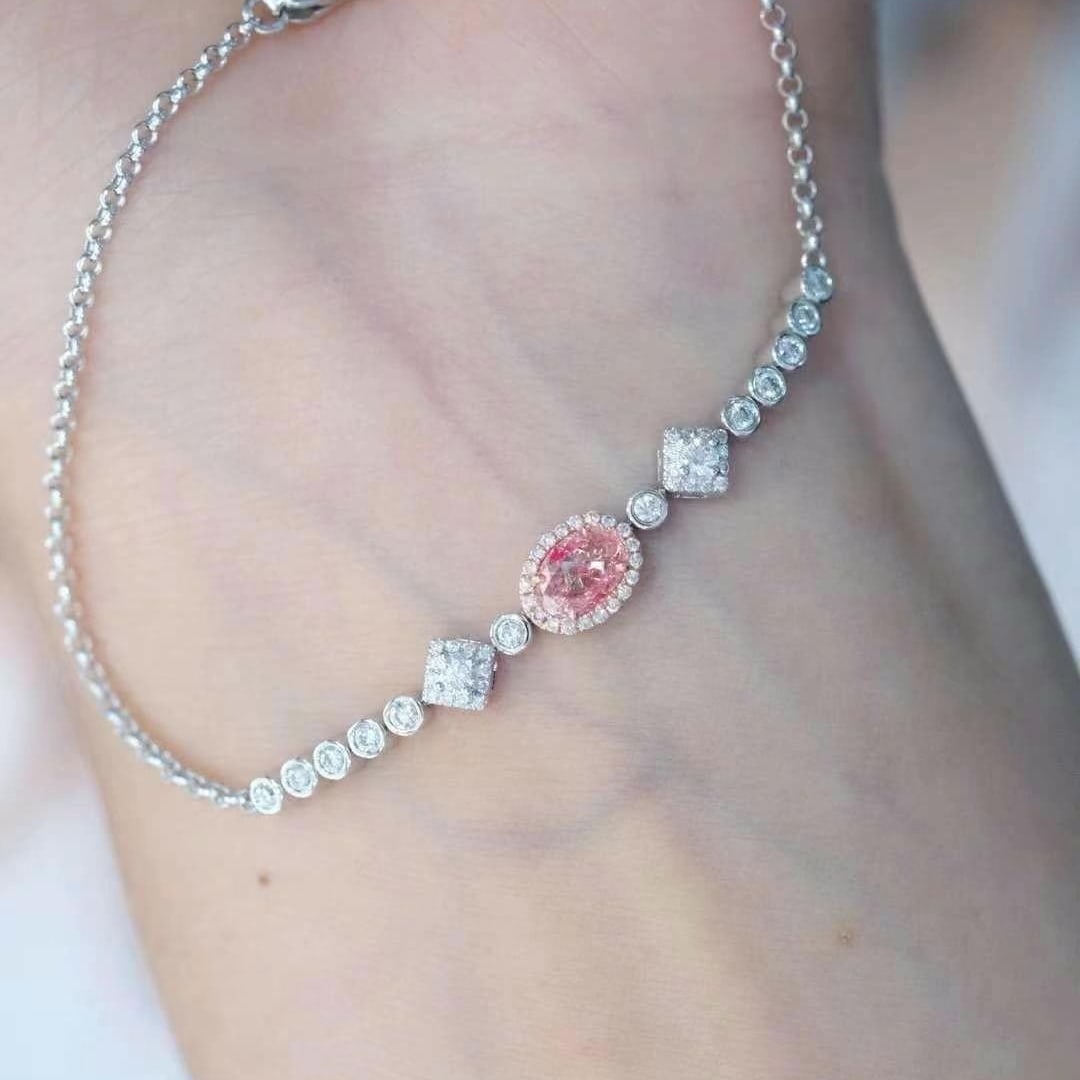 14k Gold 0.82 Ctw Natural Pink Diamond & Diamond Bracelet - 2