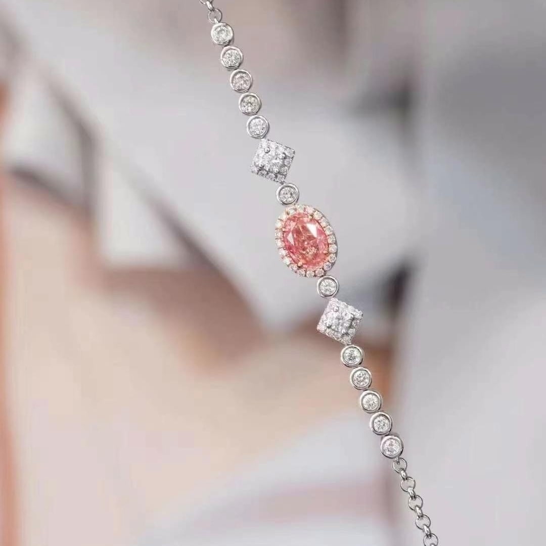 14k Gold 0.82 Ctw Natural Pink Diamond & Diamond Bracelet - 4