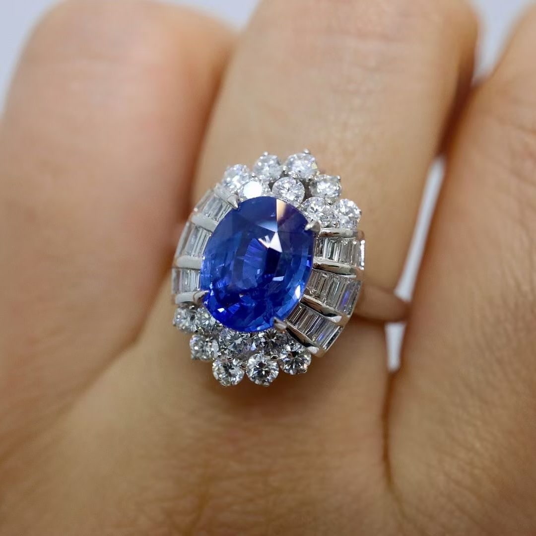 14k Gold 4.16 Ctw Natural Sapphire & Diamond Ring/pendant( Without Chain ) - 3