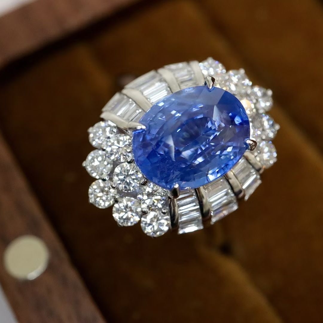 14k Gold 4.16 Ctw Natural Sapphire & Diamond Ring/pendant( Without Chain ) - 4