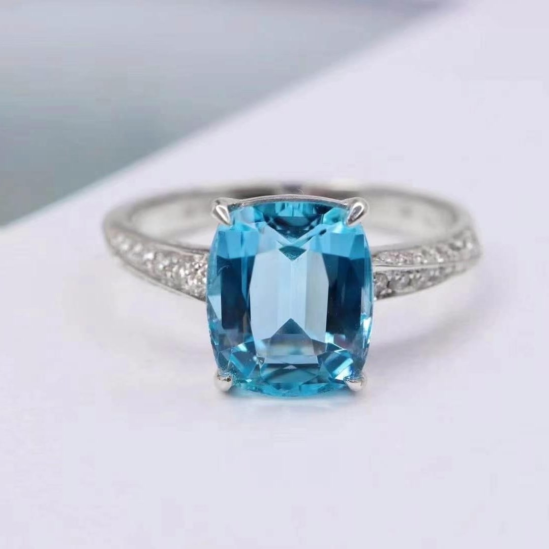 14k Gold 2.16 Ctw Natural Aquamarine & Diamond Ring - 3