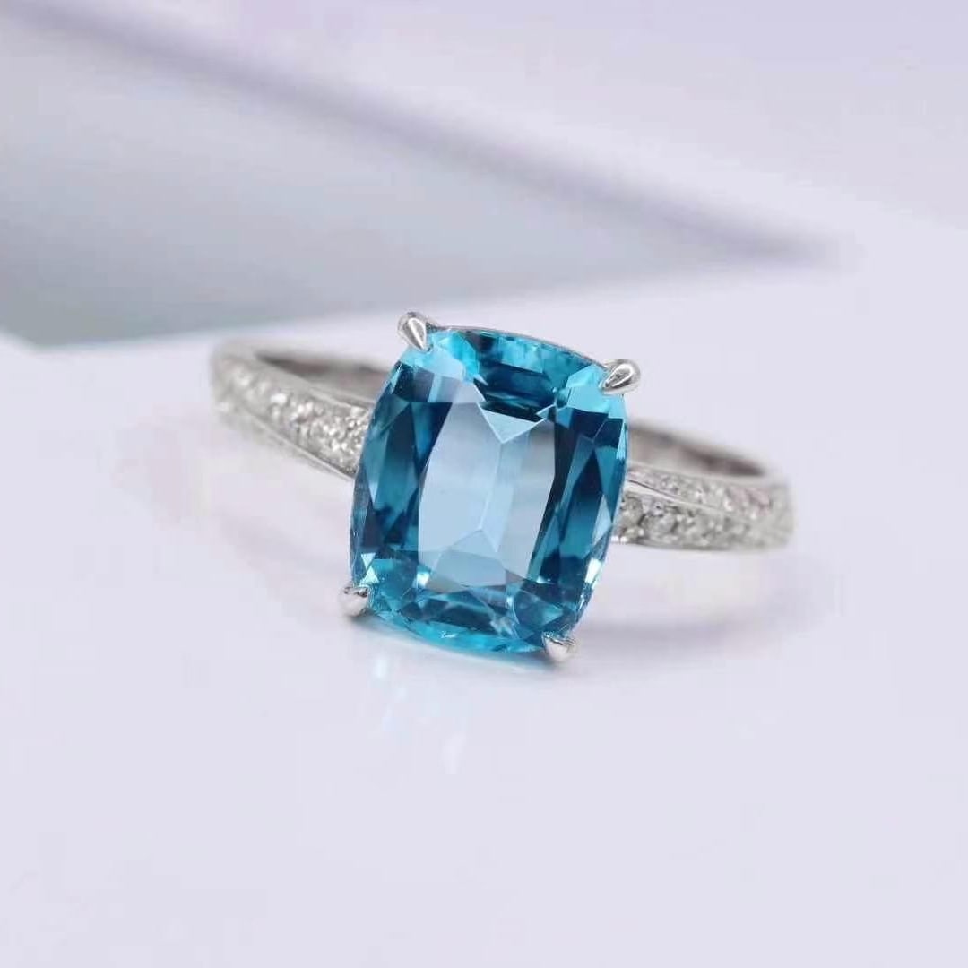 14k Gold 2.16 Ctw Natural Aquamarine & Diamond Ring - 4