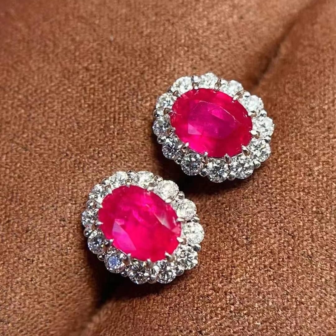 14k Gold 2.76 Ctw Natural Ruby & Diamond Earrings (1 of 7)