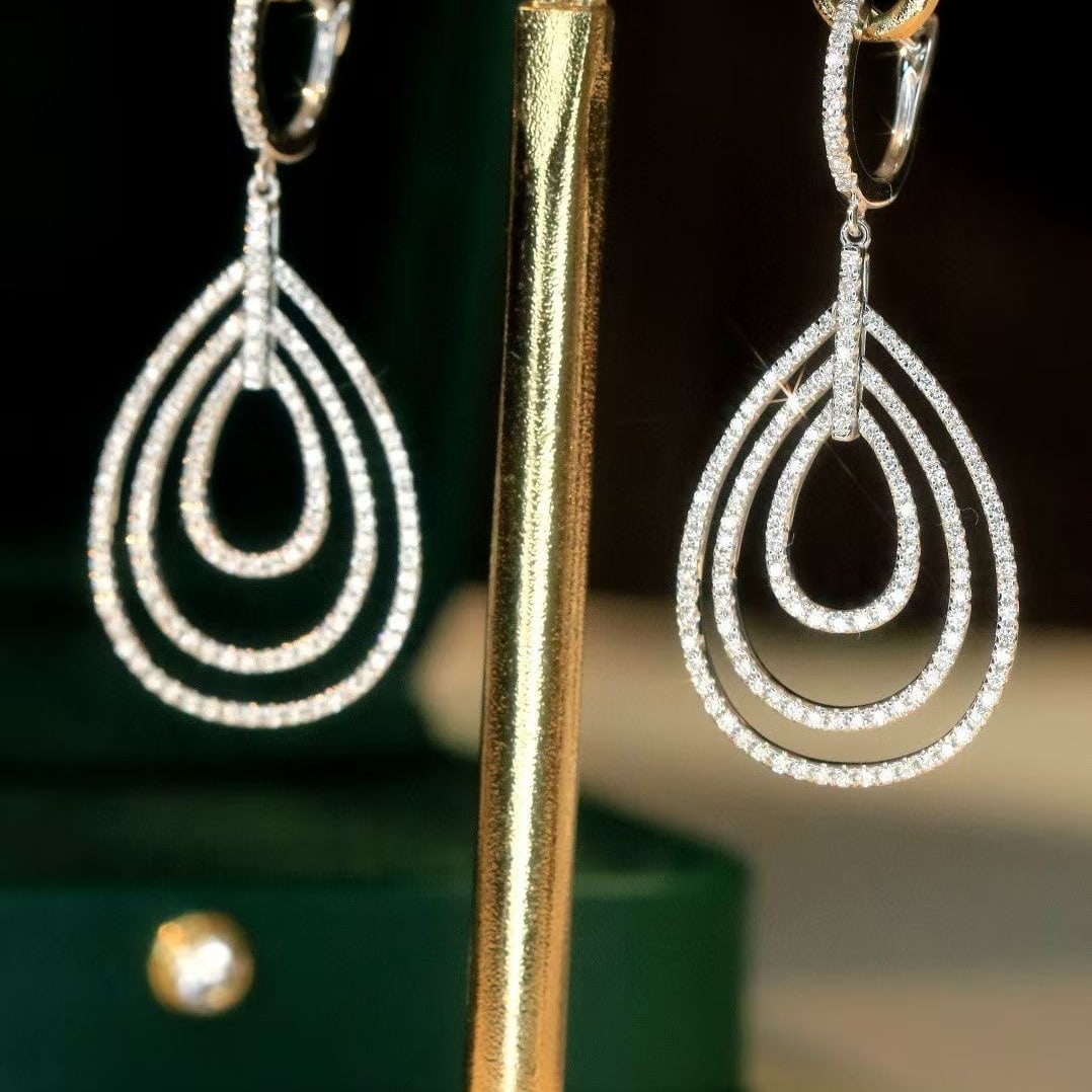 14k Gold 1.1 Ct Natural H Diamond Earrings - 4