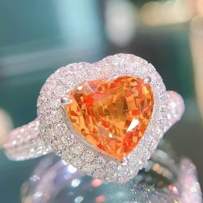 14k Gold 4.52 Ctw Natural Spessartine & Diamond Ring - 3