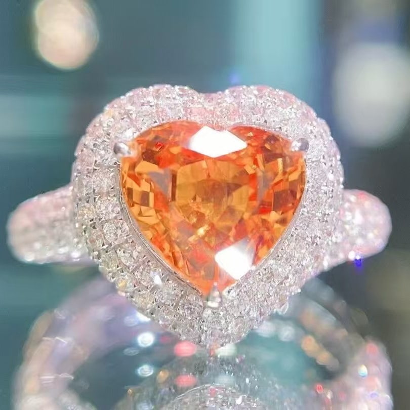 14k Gold 4.52 Ctw Natural Spessartine & Diamond Ring - 4