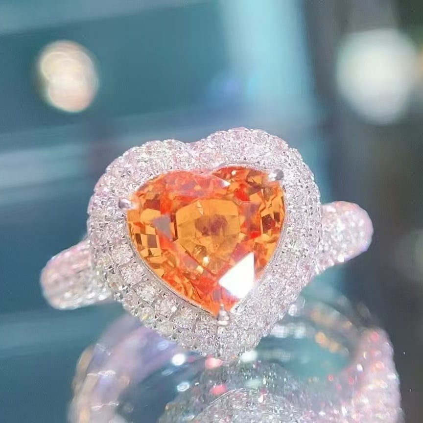 14k Gold 4.52 Ctw Natural Spessartine & Diamond Ring - 5