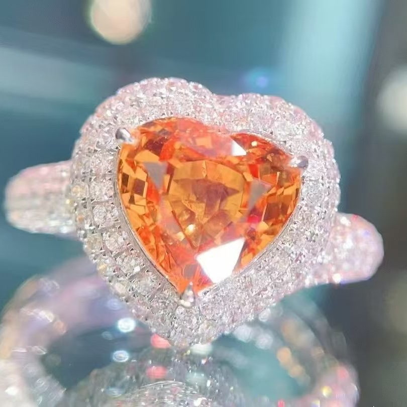 14k Gold 4.52 Ctw Natural Spessartine & Diamond Ring - 6