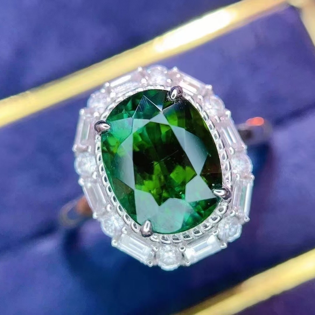 14k Gold 2.86 Ct Natural Tourmaline & Diamond Ring - 8