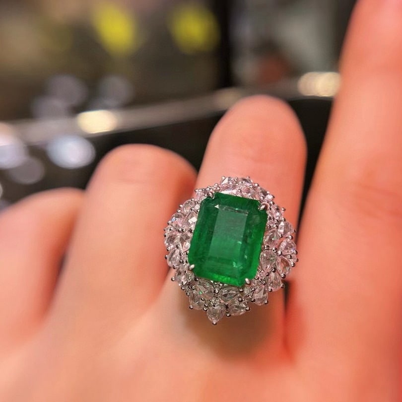 14k Gold 4.45 Ct Vivid Green Natural Emerald & Diamond Ring/pendant( Without Chain ) - 5