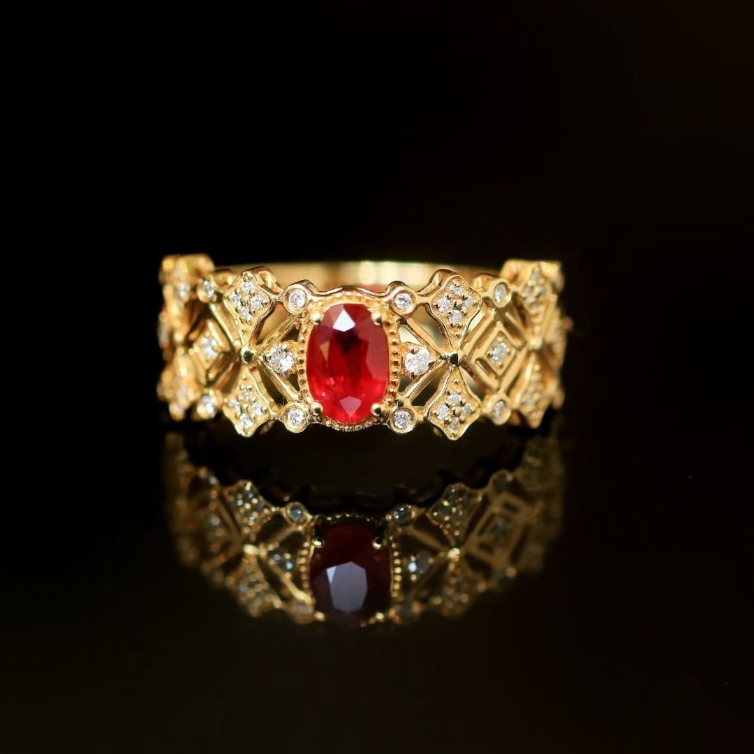 14k Gold 0.72 Ctw Natural Ruby & Diamond Ring (1 of 6)