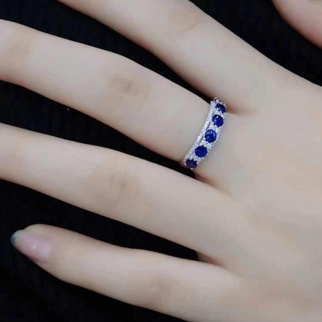 14k Gold 1.54 Ctw Natural Sapphire & Diamond Ring - 4