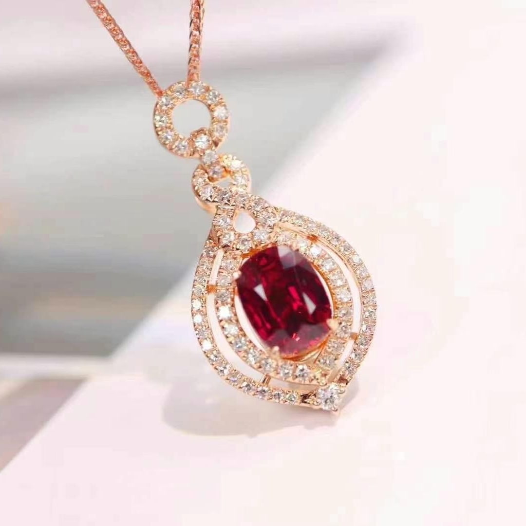 14k Gold 1.58 Ctw Natural Ruby & Diamond Pendant( Without Chain ) - 5