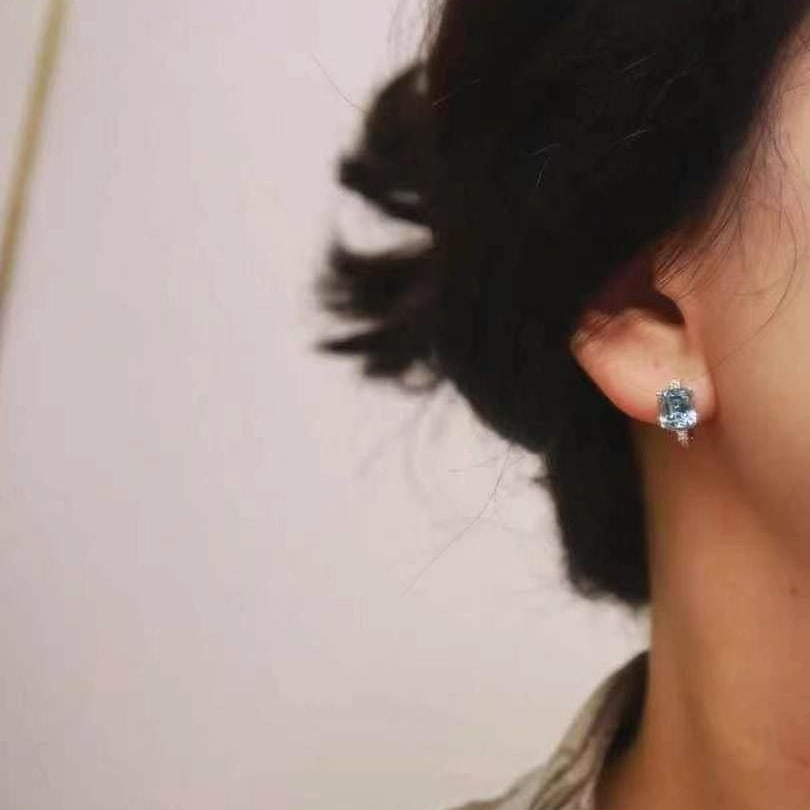 14k Gold 3.34 Ctw Natural Aquamarine & Diamond Earrings - 6