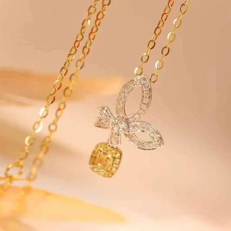 14k Gold 0.43 Ct Natural Color Diamond Necklace (1 of 6)