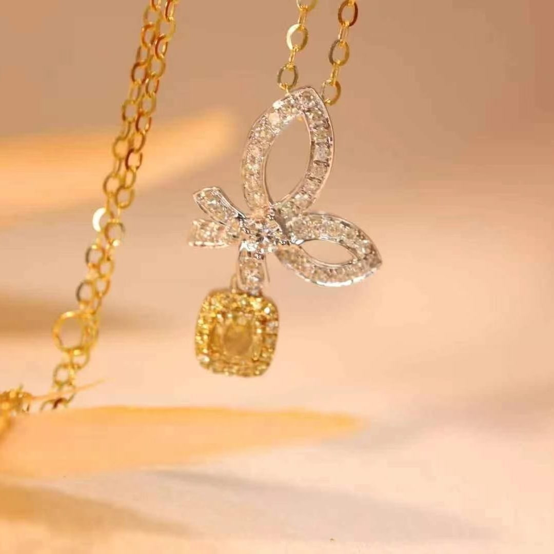 14k Gold 0.43 Ct Natural Color Diamond Necklace - 3