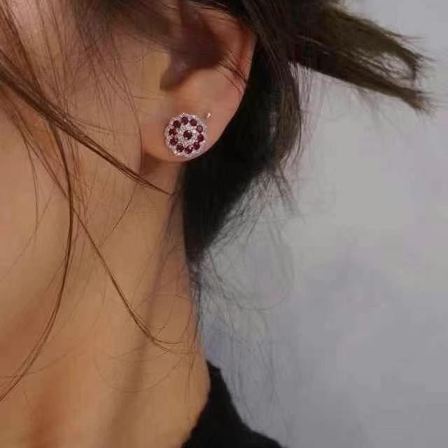 14k Gold 1.64 Ctw Natural Ruby & Diamond Earrings - 8