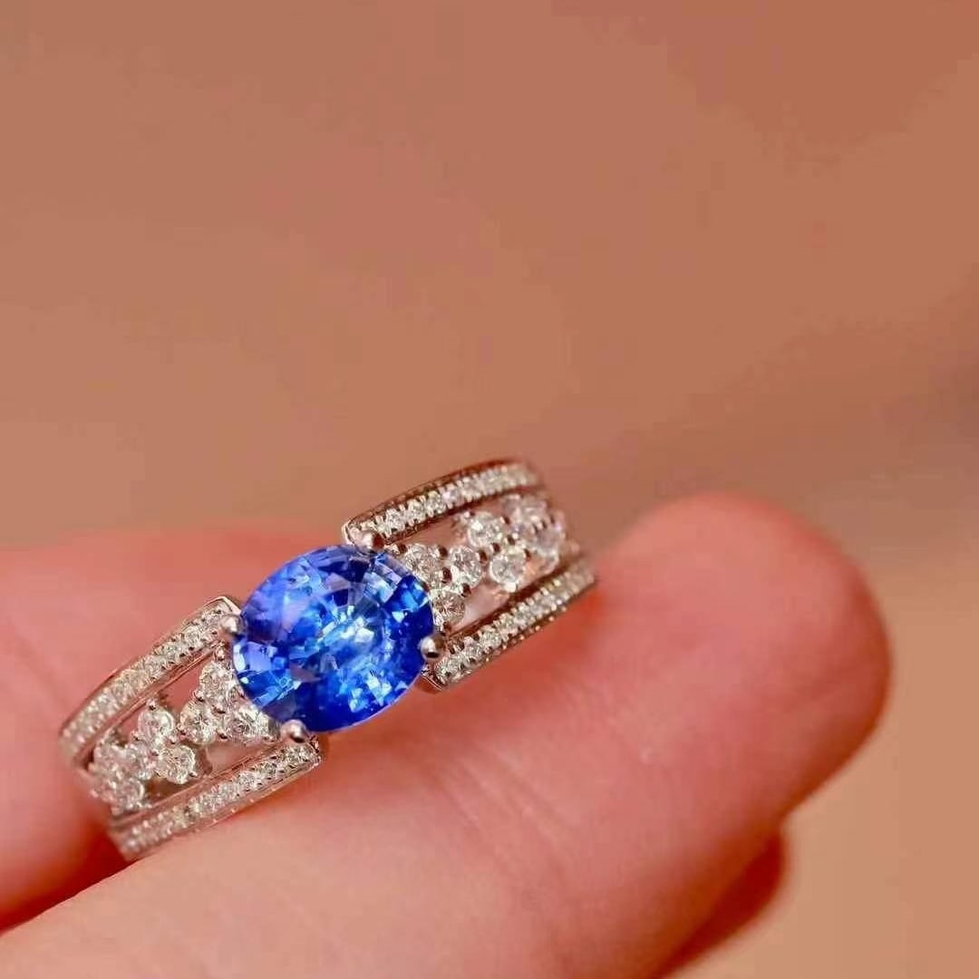 14k Gold 1.42 Ctw Natural Sapphire & Diamond Ring - 5