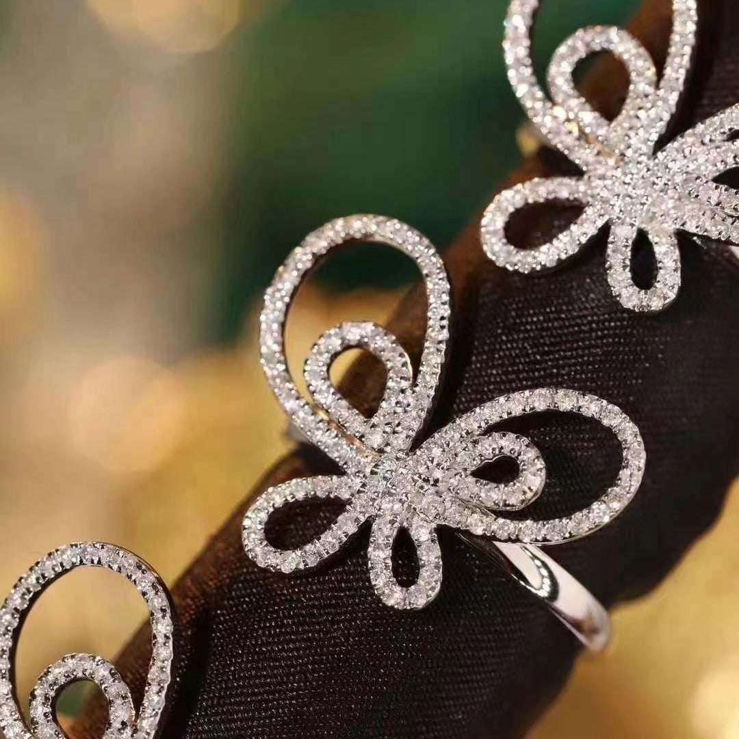 14k Gold 0.5 Ct Natural H Diamond & Butterfly Ring - 2