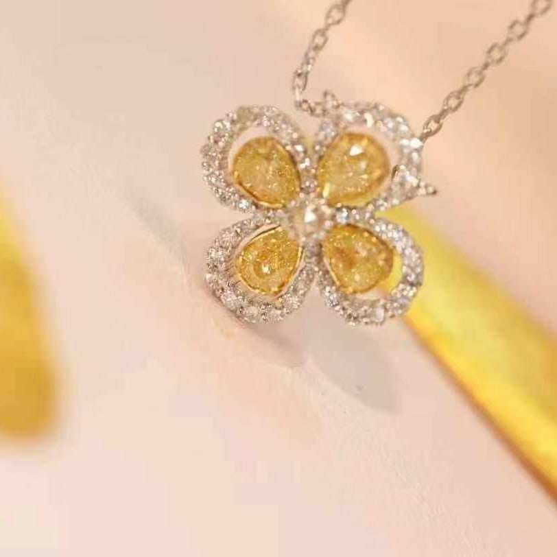 14k Gold 1.12 Ct Natural Color Diamond Necklace - 4