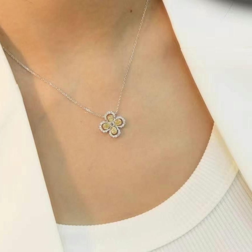 14k Gold 1.12 Ct Natural Color Diamond Necklace - 8