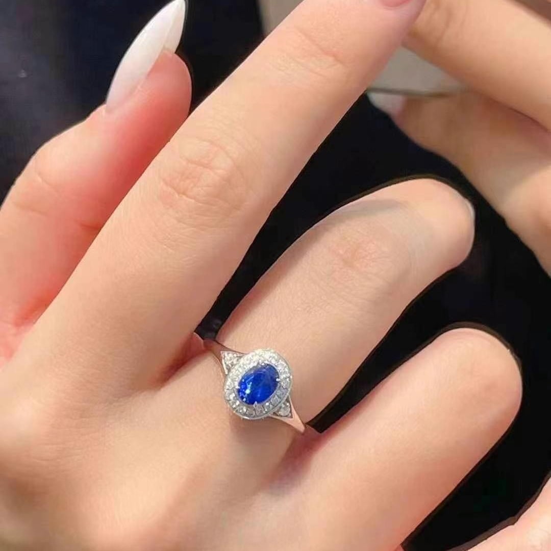 14k Gold 1.09 Ctw Natural Sapphire & Diamond Ring - 4