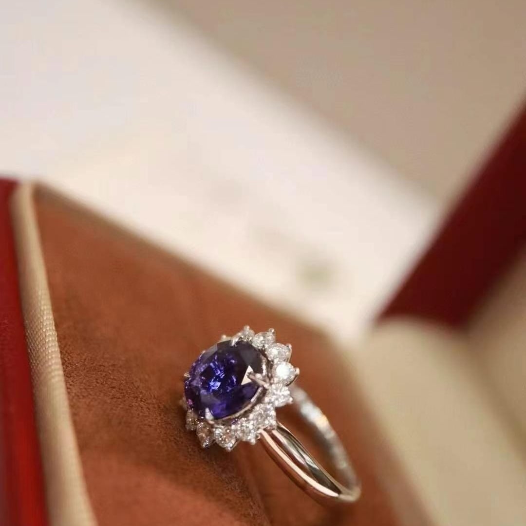 14k Gold 2.57 Ctw Natural Sapphire & Diamond Ring - 2