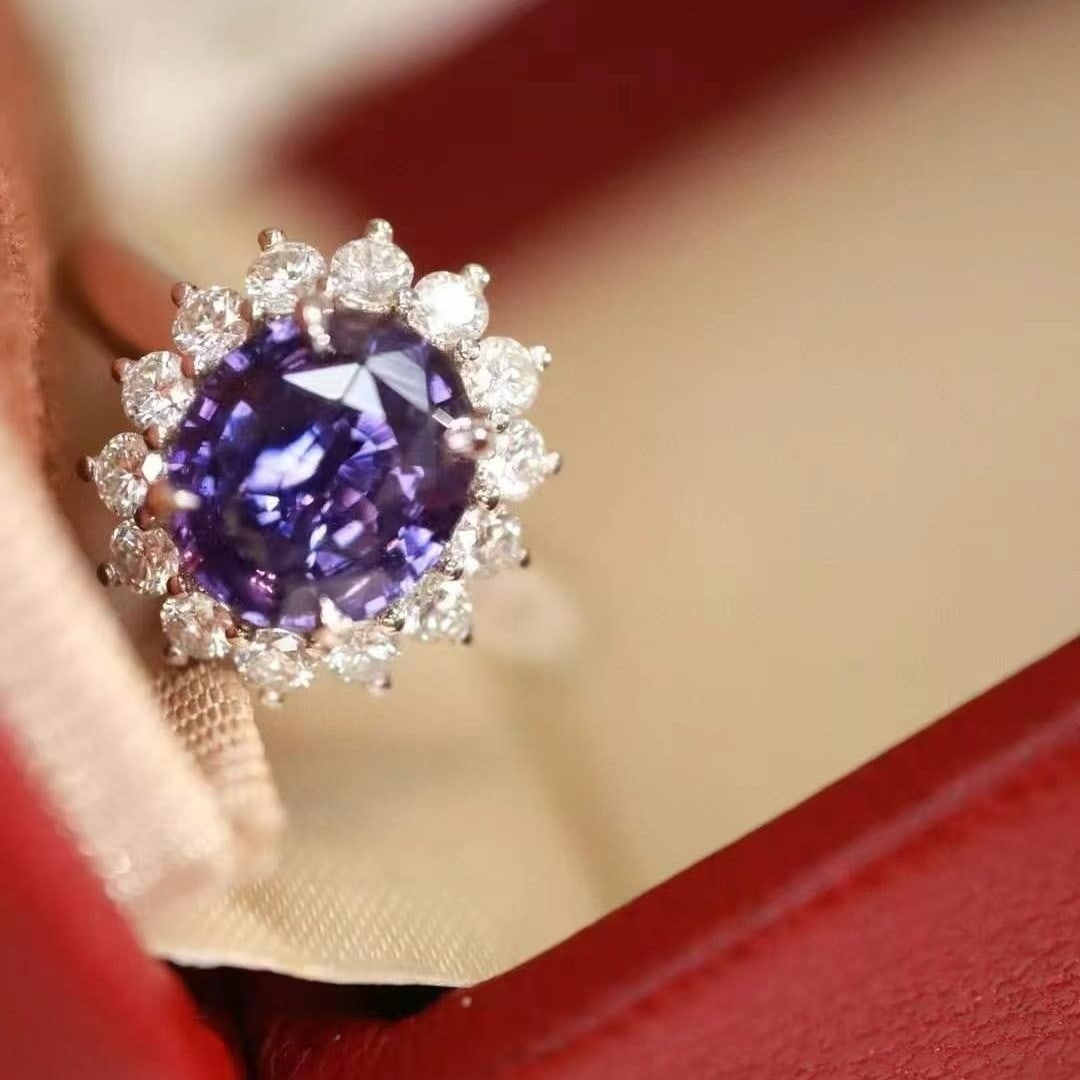 14k Gold 2.57 Ctw Natural Sapphire & Diamond Ring - 4